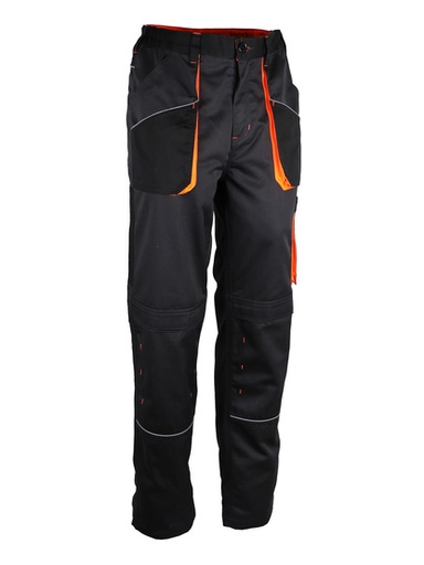 [SINPRAGUO05] PANTALON DE TRAVAIL NOIR/GRIS/ORANGE POLYESTER/COTON (65/35) 245G/M2 TAILLE 2XL